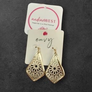 NWT Nadine West Gold Cutout Filigree Earrings ~1 3/4"